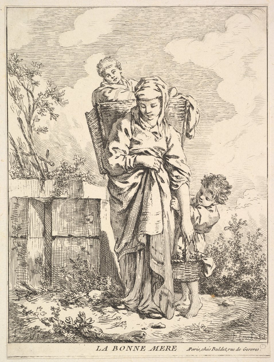 Den gode moder, 1700-tallet. af Jacques Gabriel Huquier