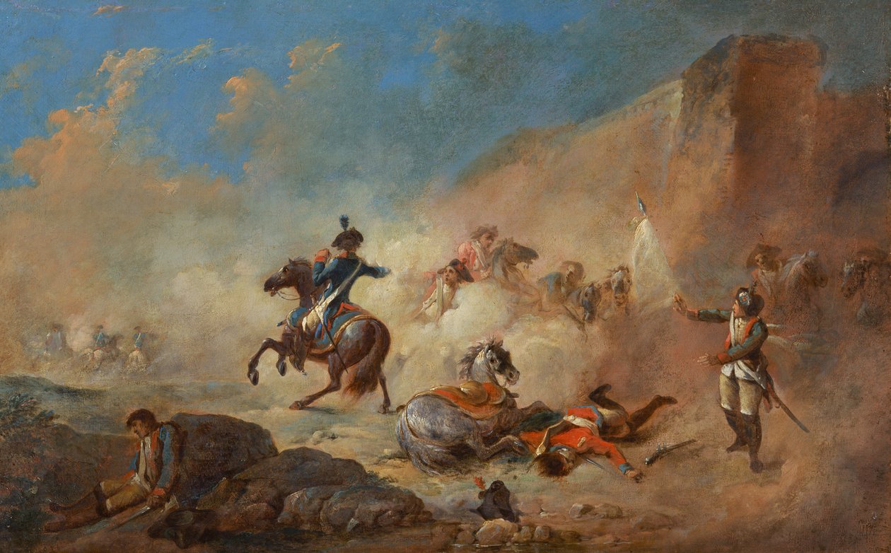 Kamp af engelske og franske kavalerer af Jacques Gamelin