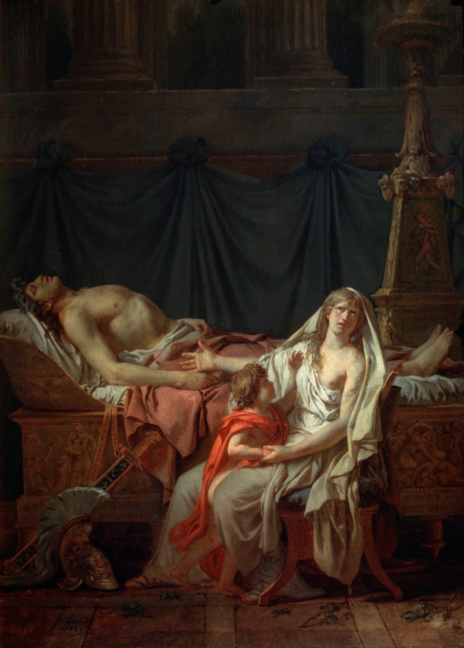 Andromache sørger over Hector, 1783. af Jacques Louis David