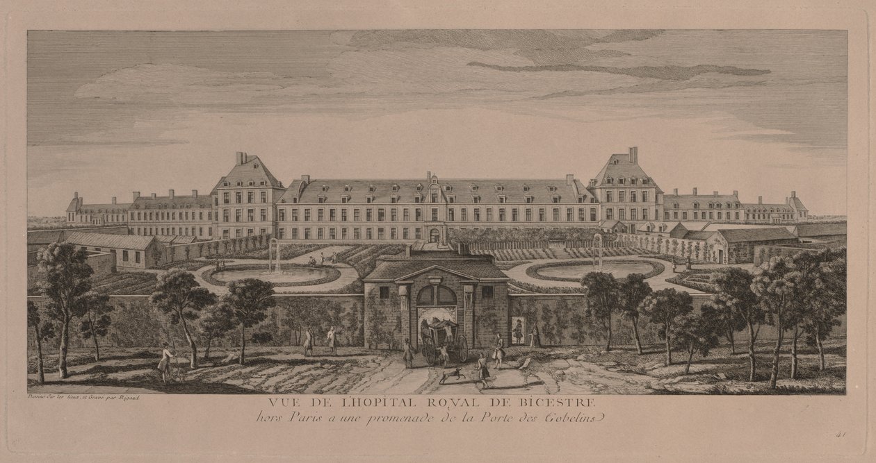 Det Kongelige Hospital i Bicestre. af Jacques Rigaud