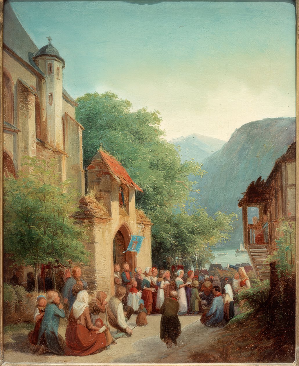 Procession på Rhinen af Jakob Fürchtegott Dielmann
