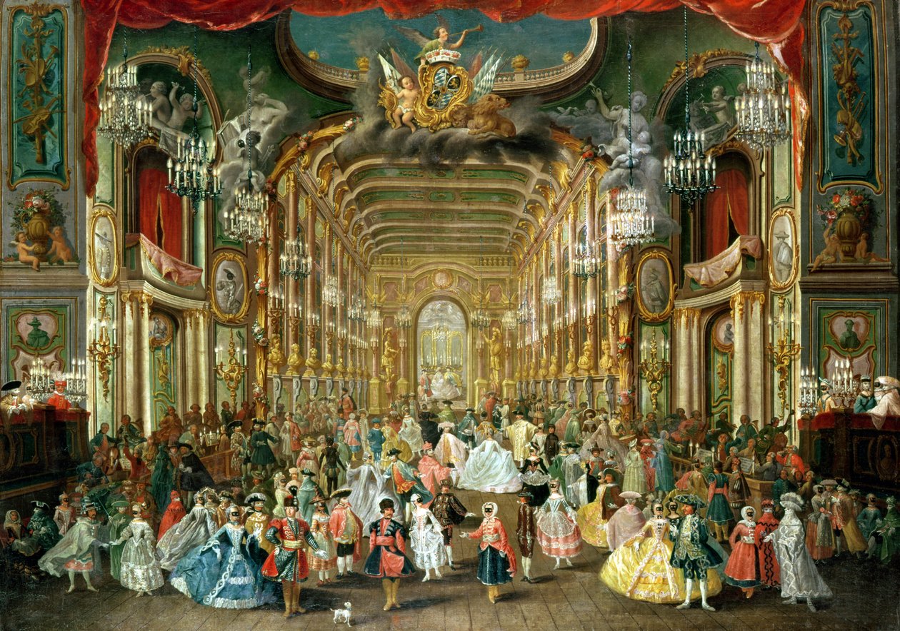 Maskebal i Hoftheater, Bonn, 1754 af Jakob Rousseau