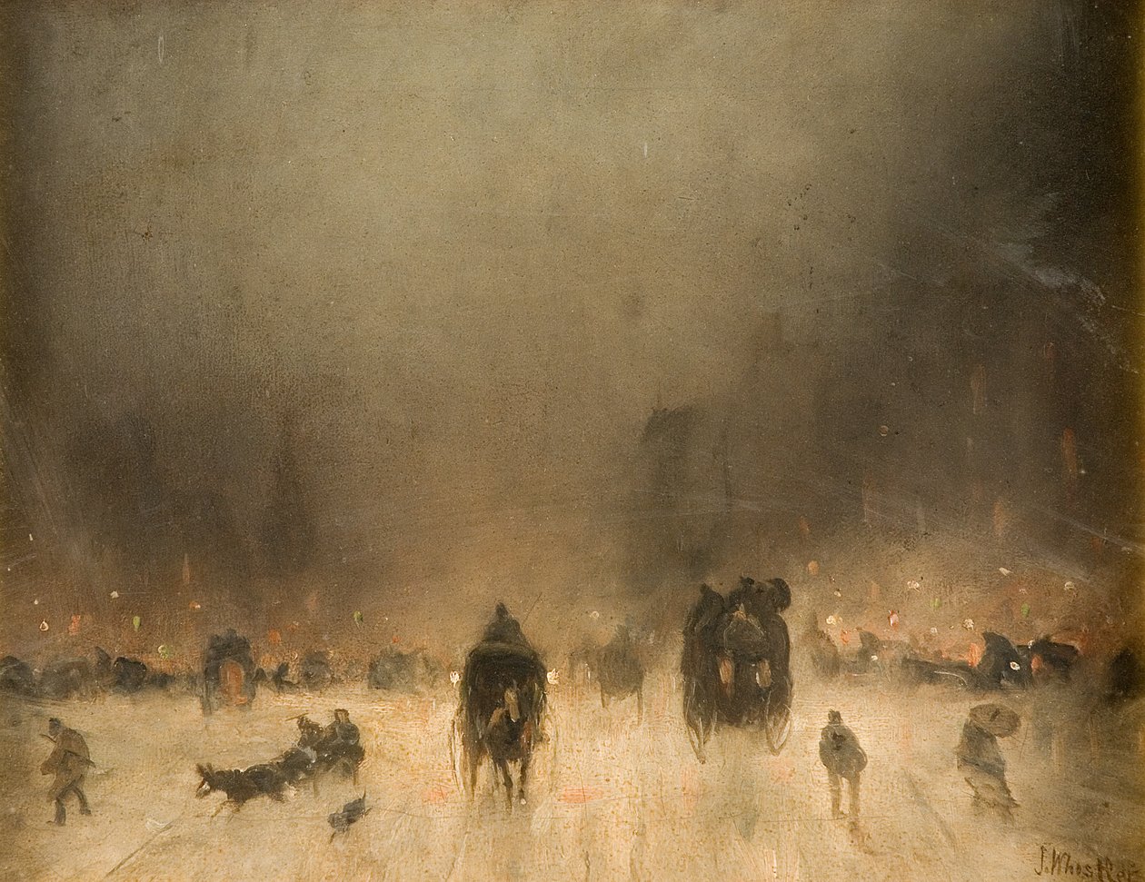 En tåget nat i London af James Abbott McNeill Whistler