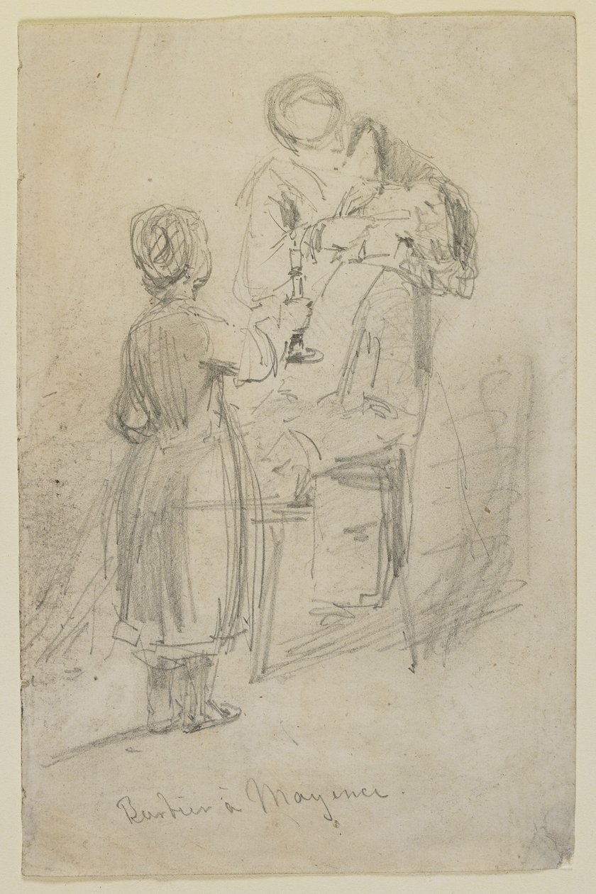 Barber i Mayence, 1858 (blyant på hvidt papir) af James Abbott McNeill Whistler