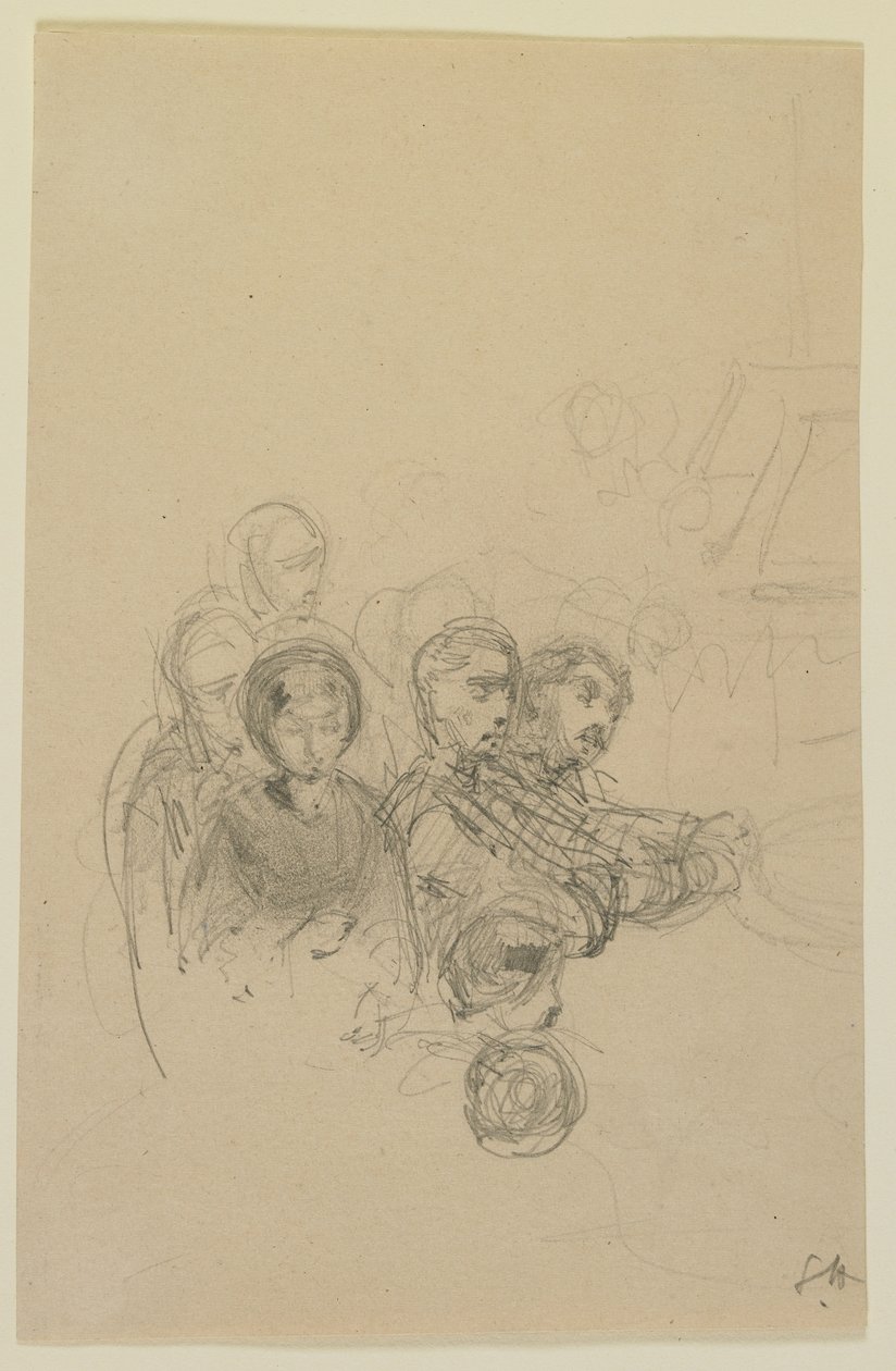Gruppe af rejsende, 1858 (blyant på råhvidt vævet papir) af James Abbott McNeill Whistler
