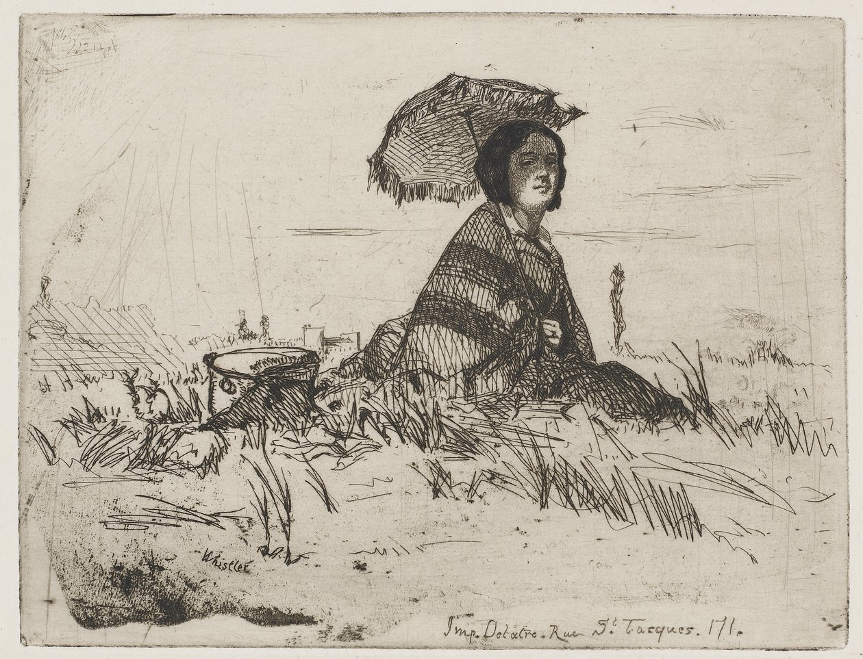 I fuld sollys, 1858 (radering på papir) af James Abbott McNeill Whistler