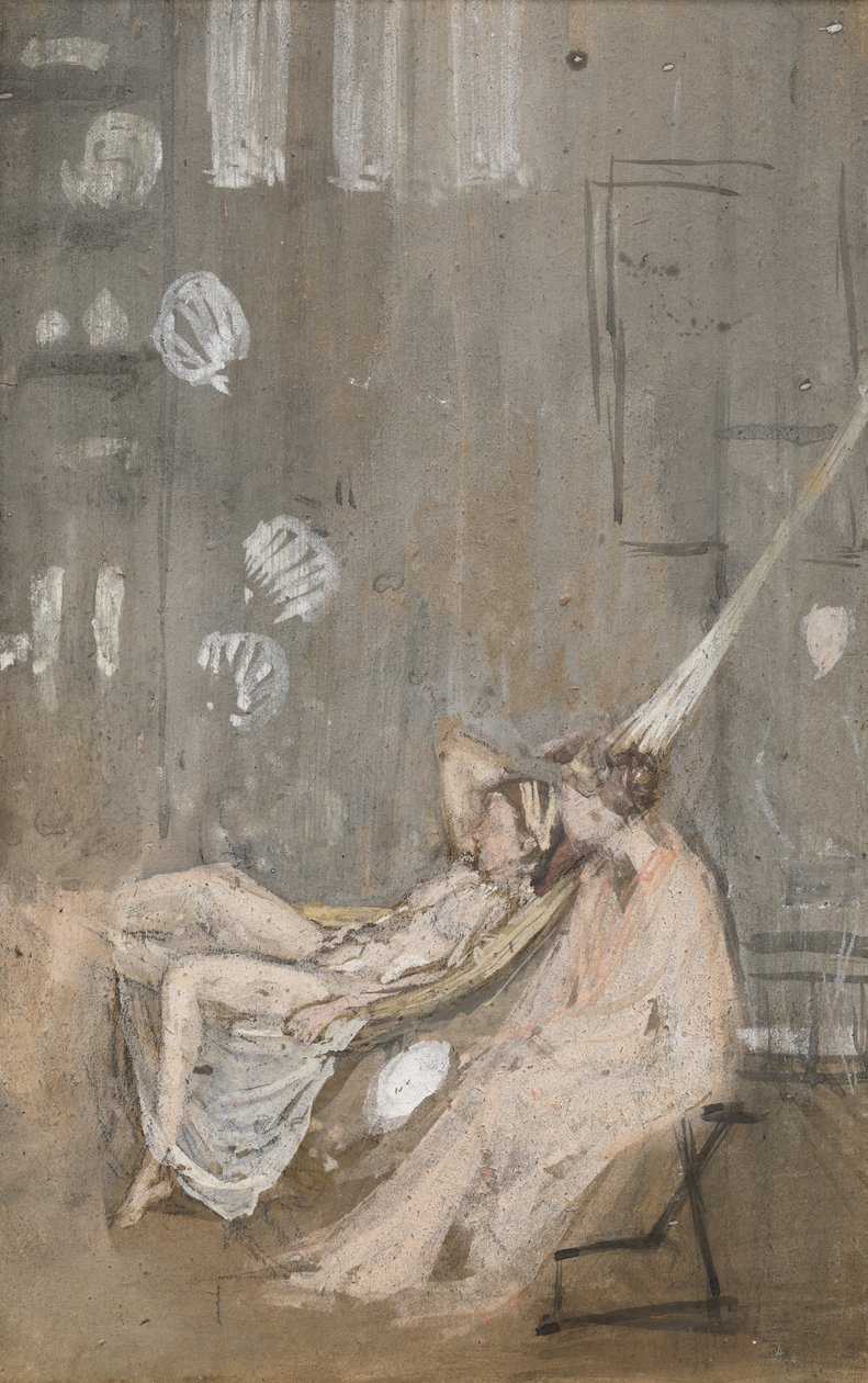 I atelieret, ca.1867-68 (wc, gouache og sort kridt på papir) af James Abbott McNeill Whistler