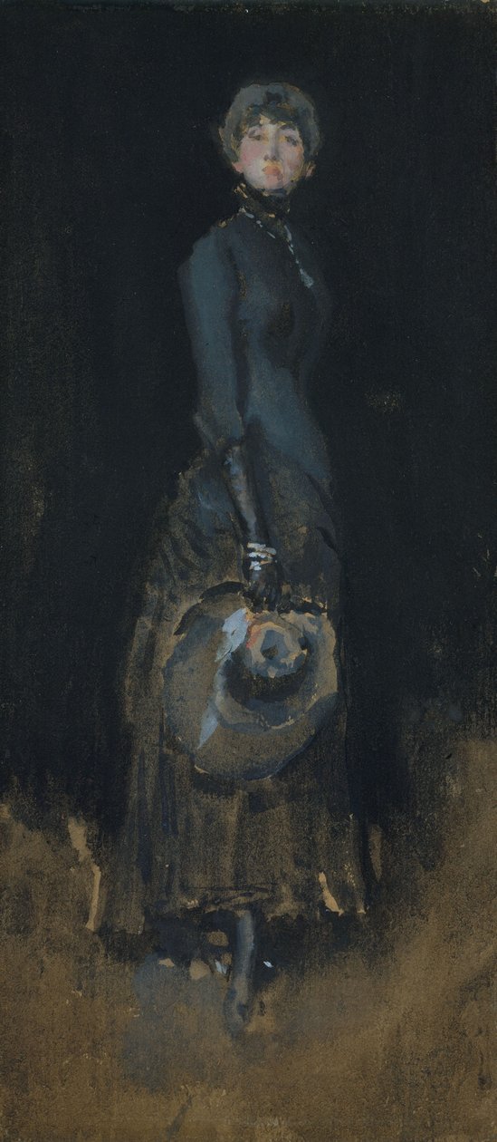 Lady in Grey, ca. 1883 (wc og gouache på mørkebrunt vævet papir) af James Abbott McNeill Whistler