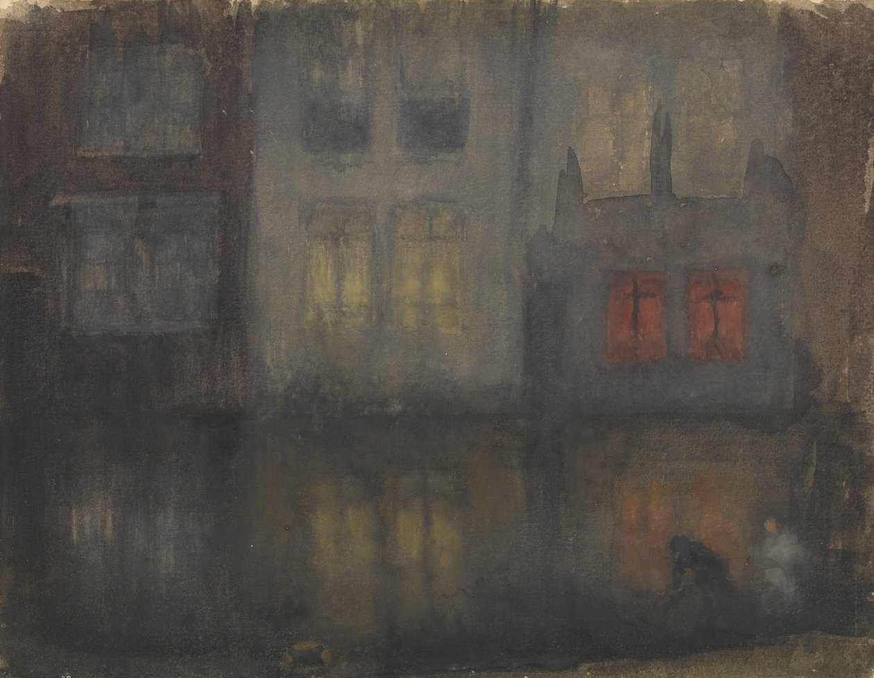 Nocturne- Sort og rød- Back Canal, Holland af James Abbott McNeill Whistler