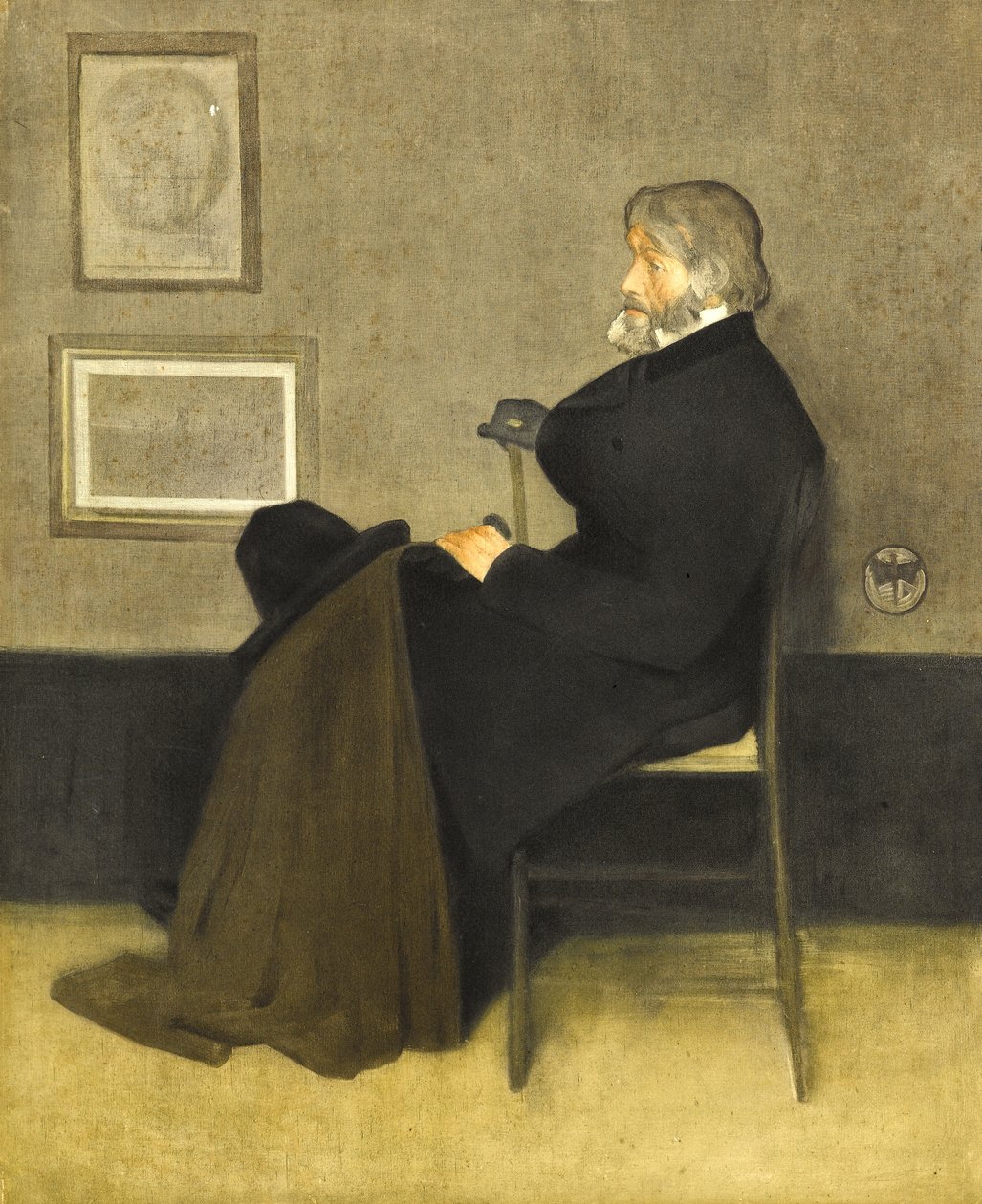 Portræt af Thomas Carlyle, ca. 1880 (håndfarvet fotogravure, på hvidt vævet papir) af James Abbott McNeill Whistler