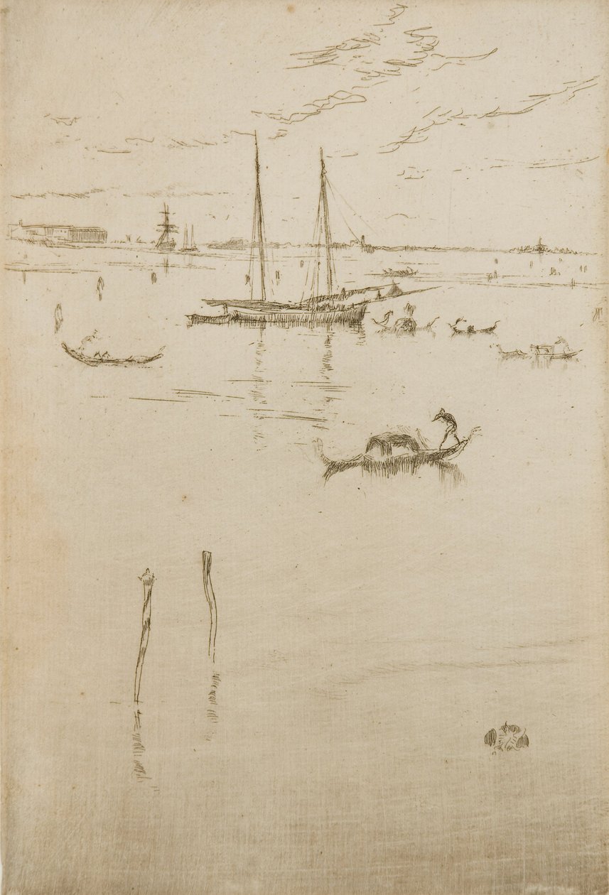 Den lille lagune, fra de tolv raderinger, også kendt som det første sæt i Venedig af James Abbott McNeill Whistler
