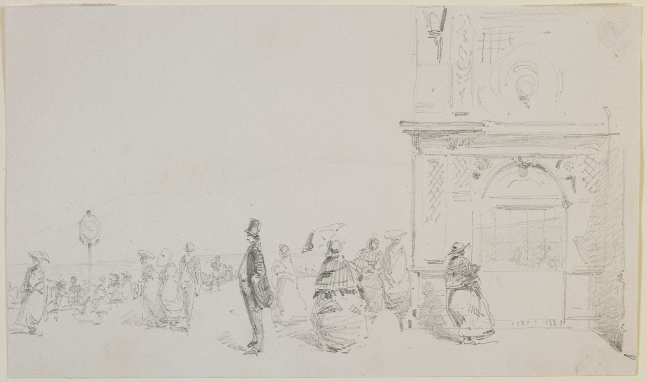 Esplanaden i Dieppe, 1857 (blyant på hvidt papir) af James Abbott McNeill Whistler
