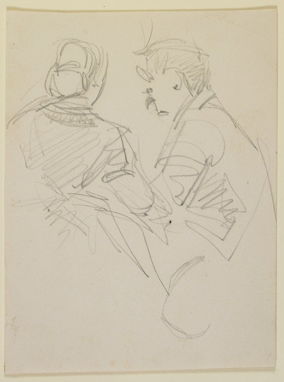 To figurer, 1858 (blyant på beigefarvet papir) af James Abbott McNeill Whistler