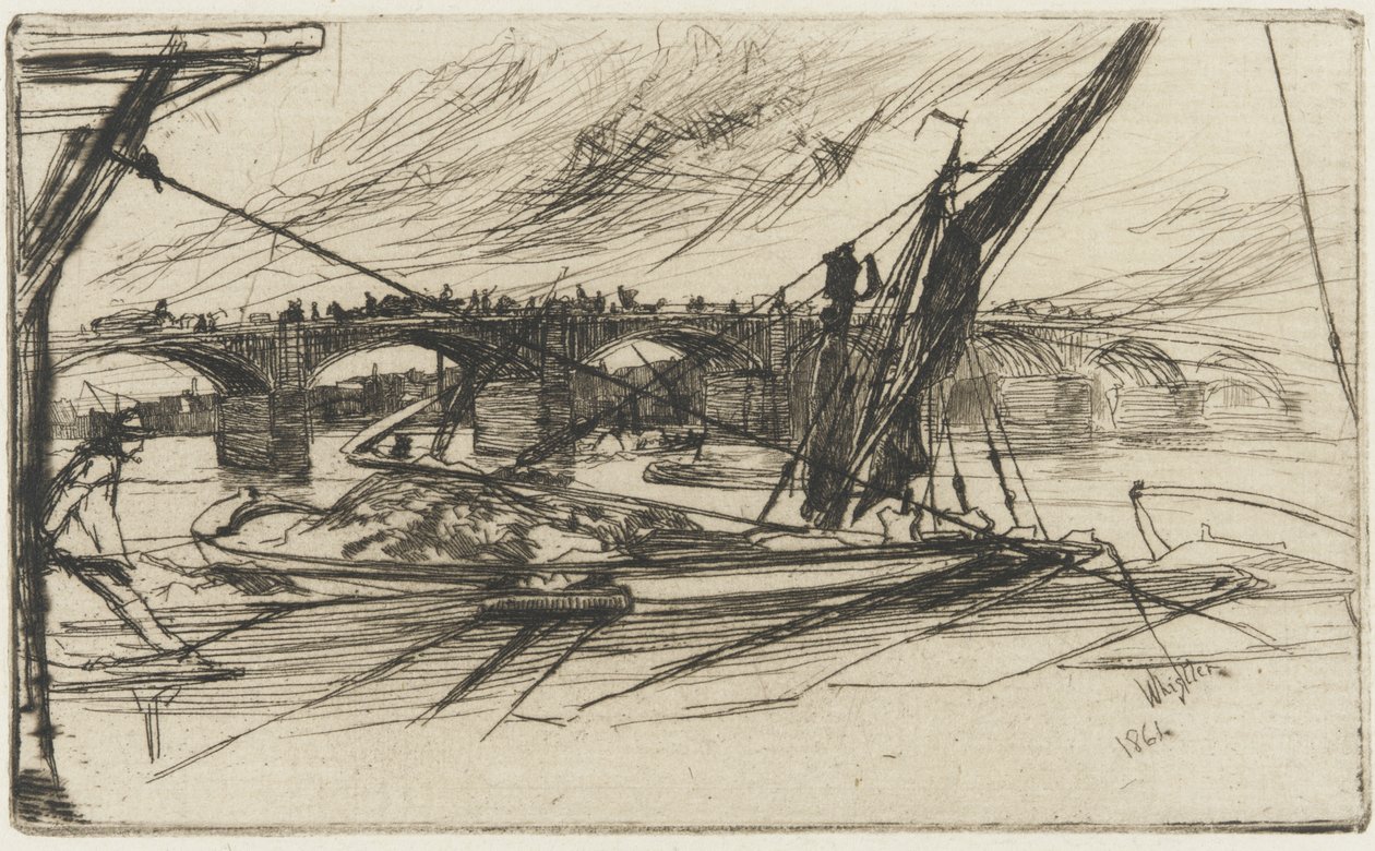 Vauxhall Bridge, 1861 (radering på papir) af James Abbott McNeill Whistler
