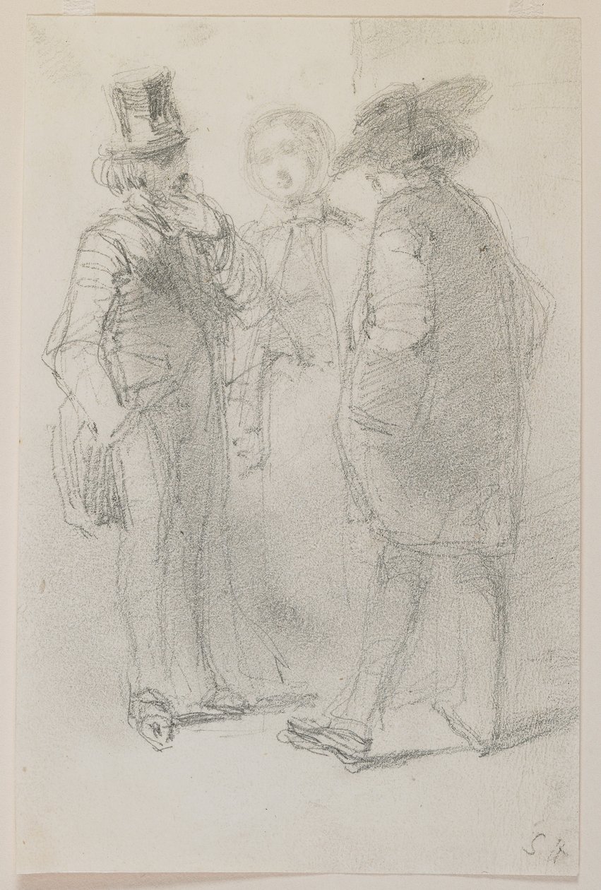 Whistler med venner, 1858 (blyant på hvidt papir) af James Abbott McNeill Whistler