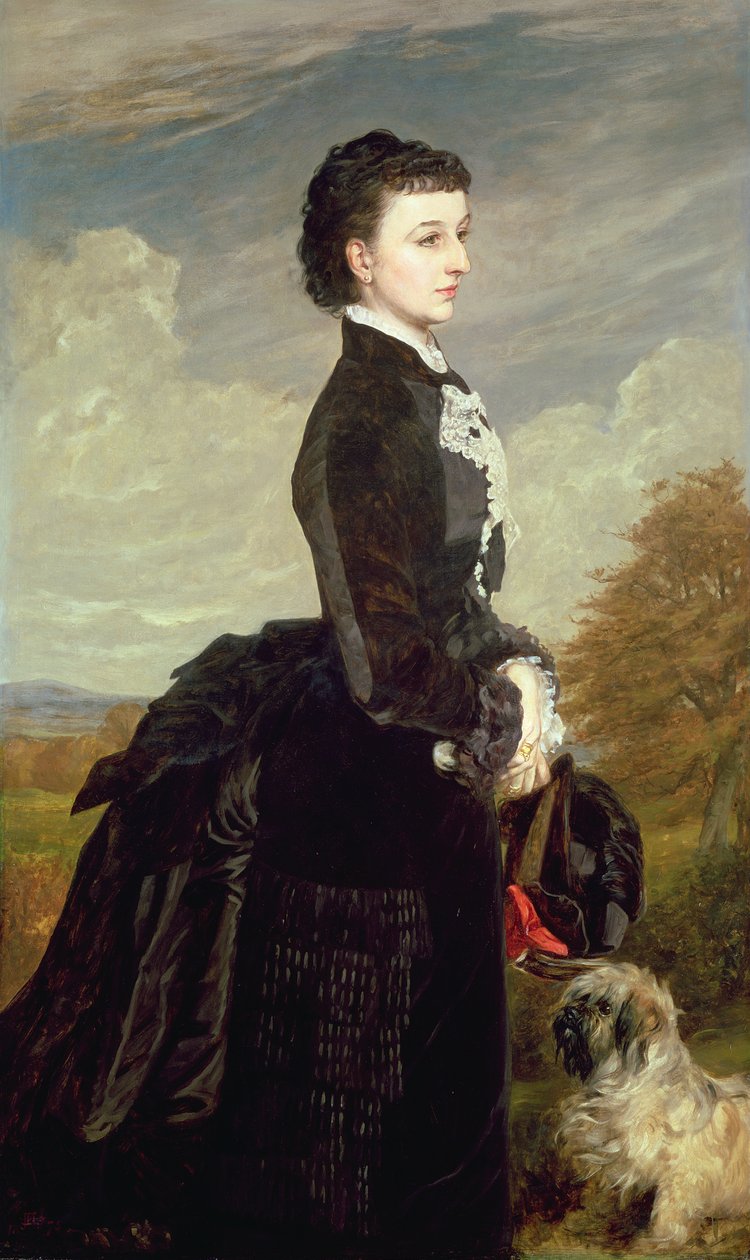 Portræt af en sortklædt dame med hund, 1875 af James Archer