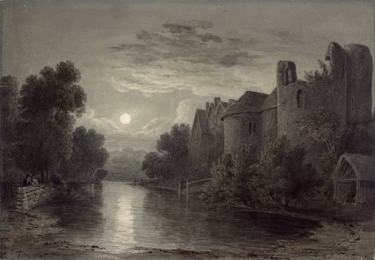 Allington Castle, nær Maidstone, Kent; Måneskin af James Bayes