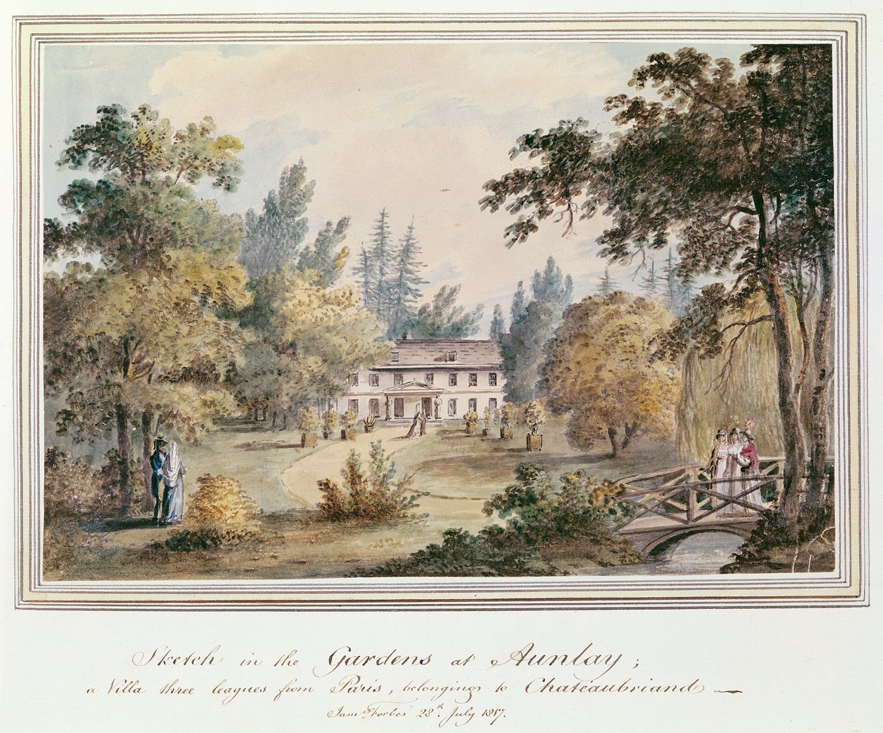 Skitse i haven i Aulnay, 1817 af James Forbes