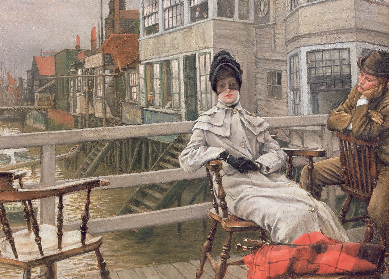 Venter på færgen, ca. 1878 (panel) af James Jacques Joseph Tissot