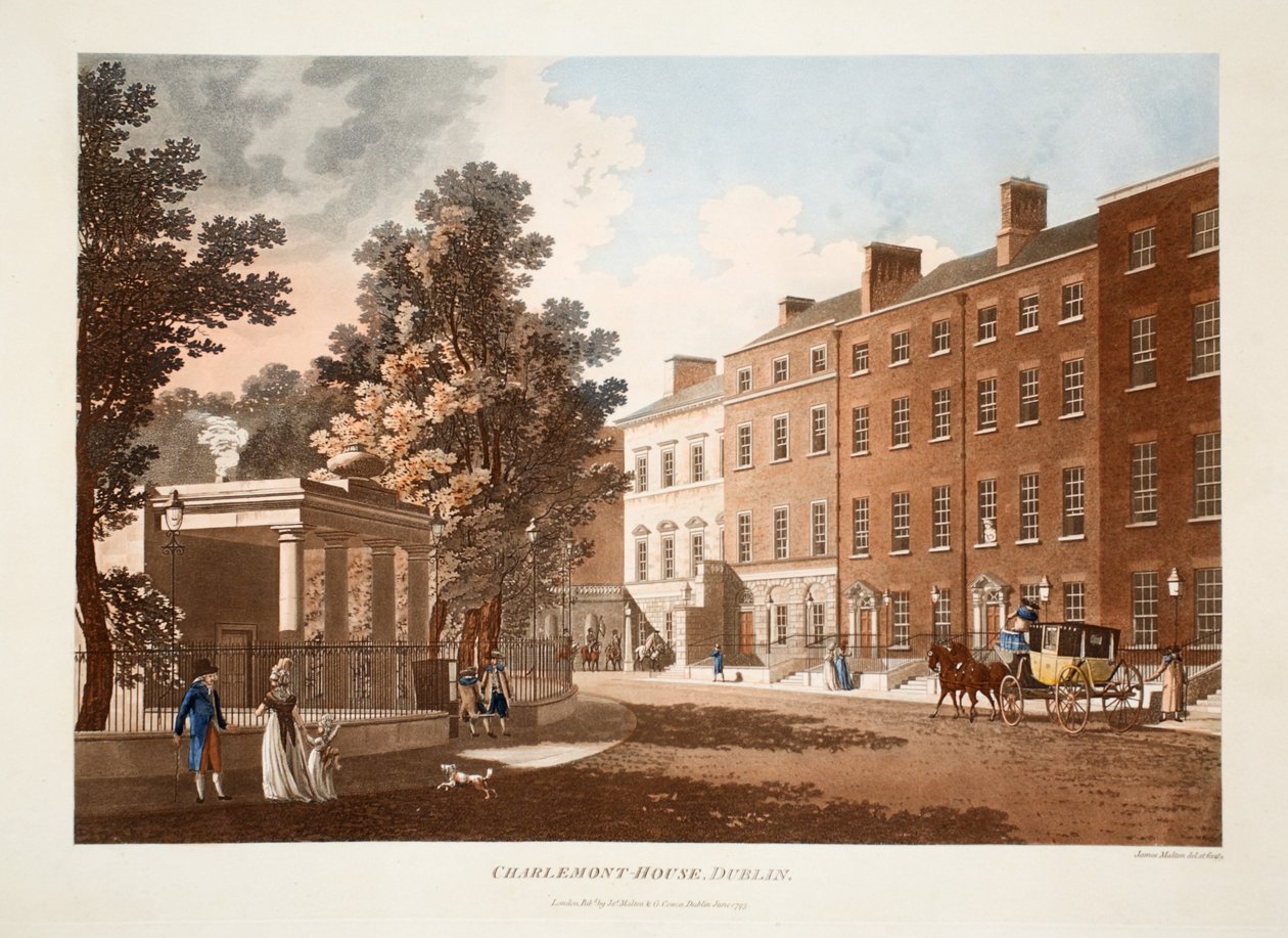 Charlemont-House, Dublin, 1793 (håndkoloreret gravering) af James Malton