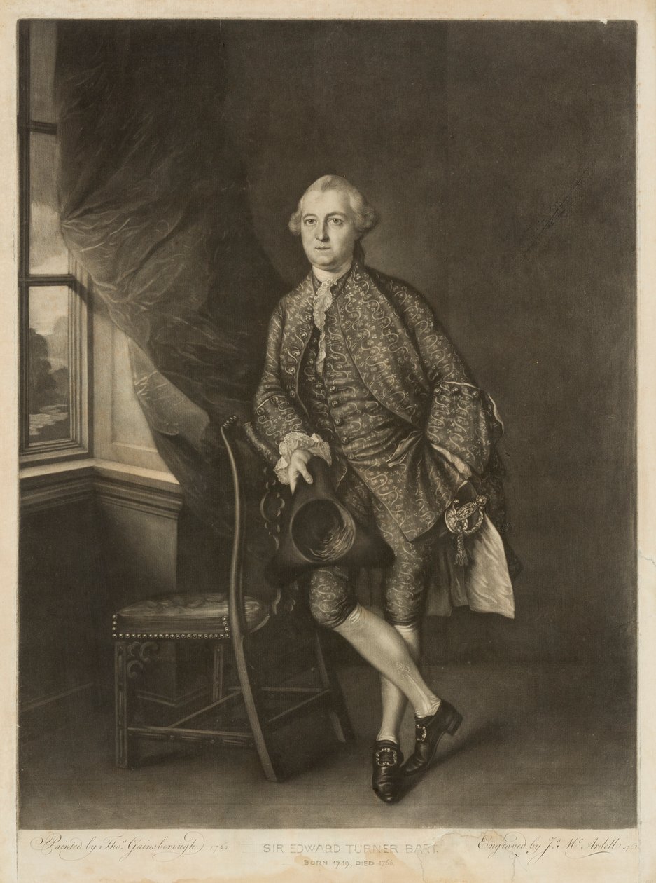 Portræt af Sir Edward Turner, ca.1762-63 (mezzotint) af James McArdell