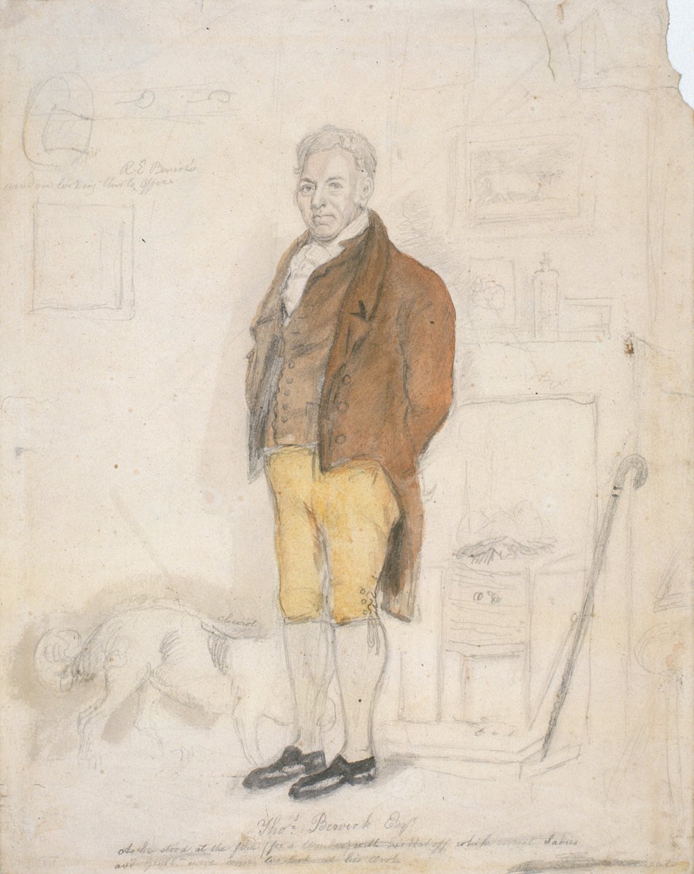 Portræt af Thomas Bewick Esq., 1816 (blyant og wc på papir) af James Ramsay
