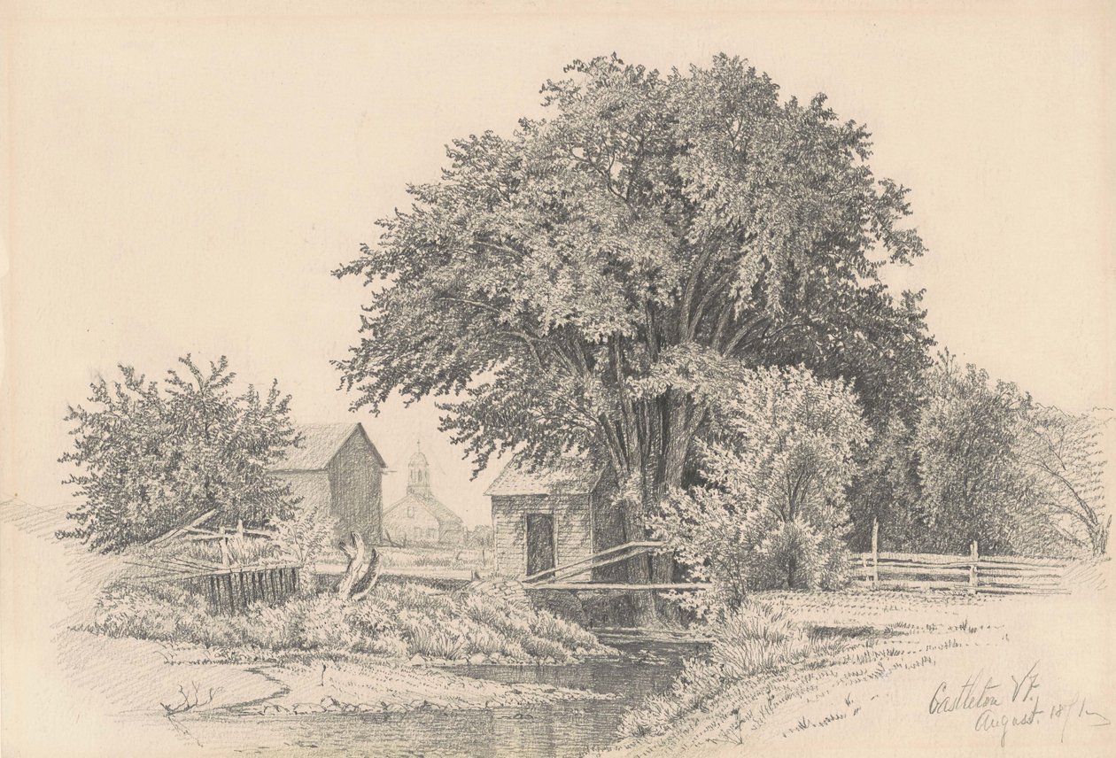 Castleton, Vermont, 1871 (grafit på vævet papir) af James Renwick Brevoort