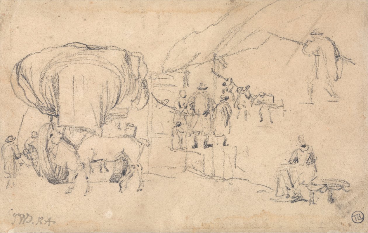 Skitser- Vogn-, hest-, mælkepige- og andre figurstudier af James Ward