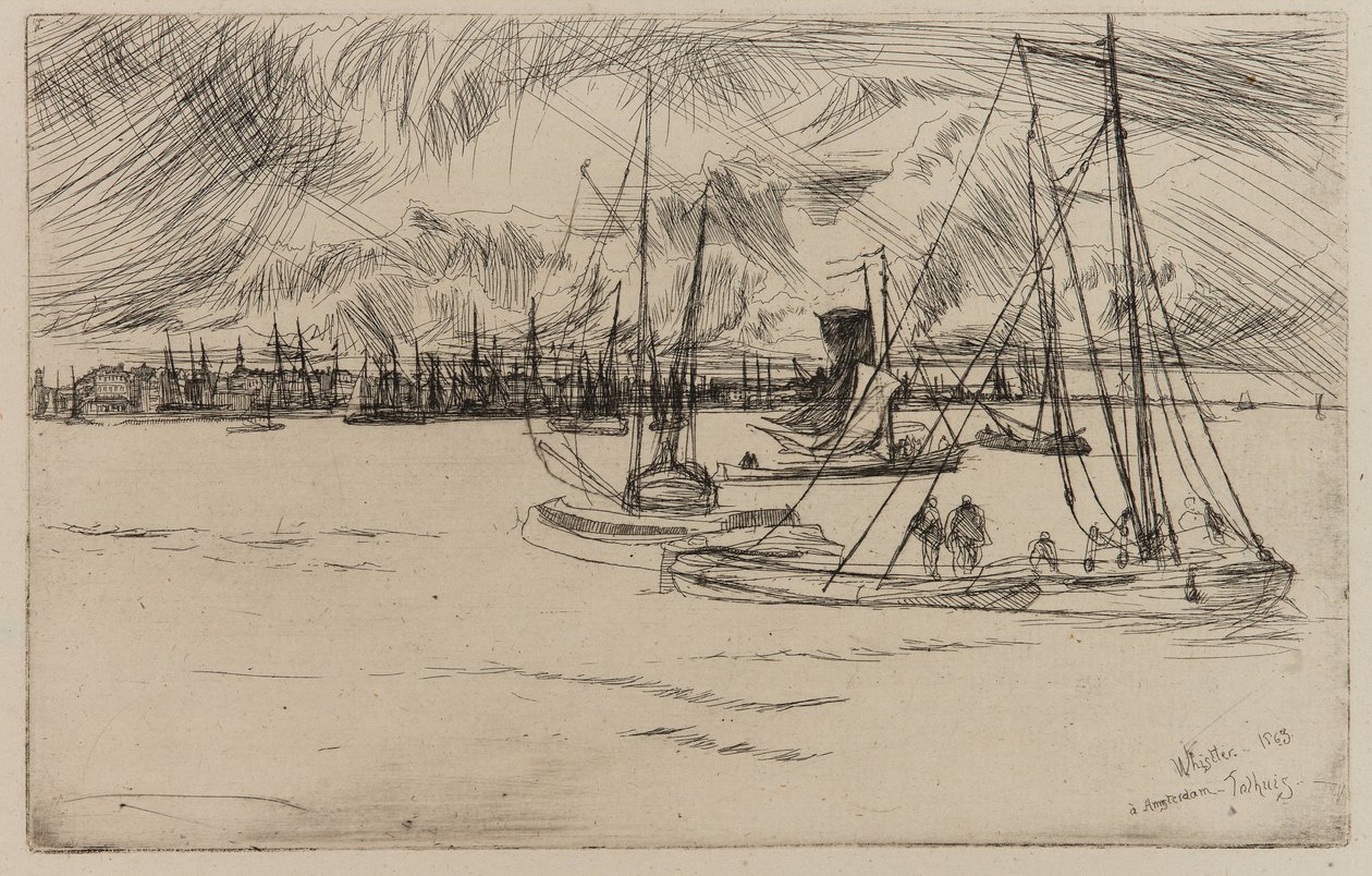Amsterdam, fra Tolhuis, 1863. af James Abbott McNeill Whistler