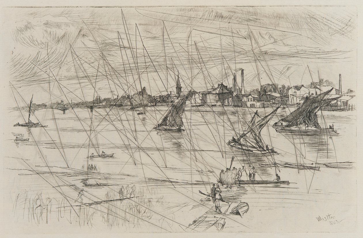 Battersea Reach, 1863. af James Abbott McNeill Whistler