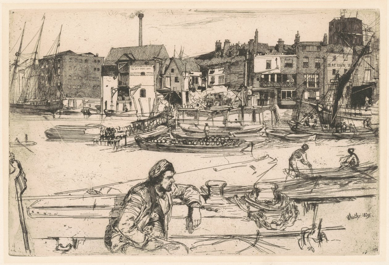 Black Lion Wharf, 1859. af James Abbott McNeill Whistler