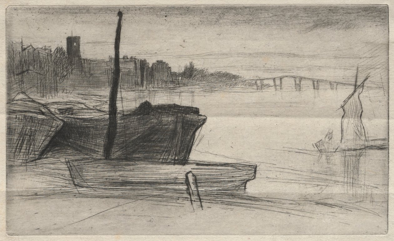 Chelsea Bridge and Church, 1871. af James Abbott McNeill Whistler