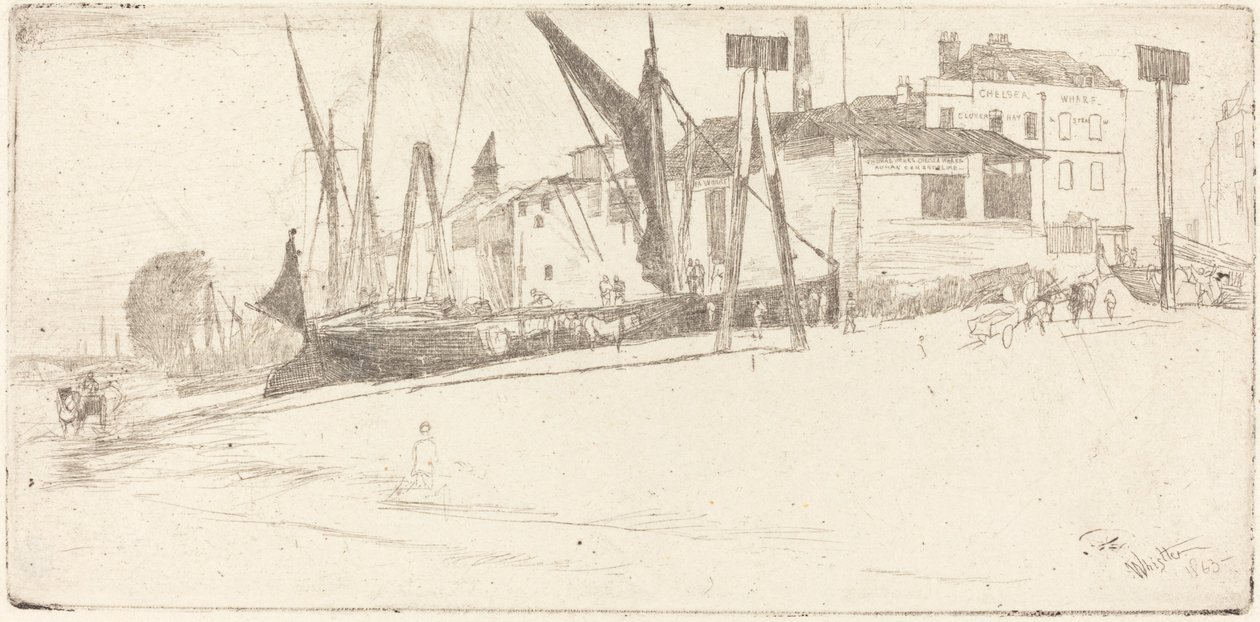 Chelsea Wharf, 1863. af James Abbott McNeill Whistler