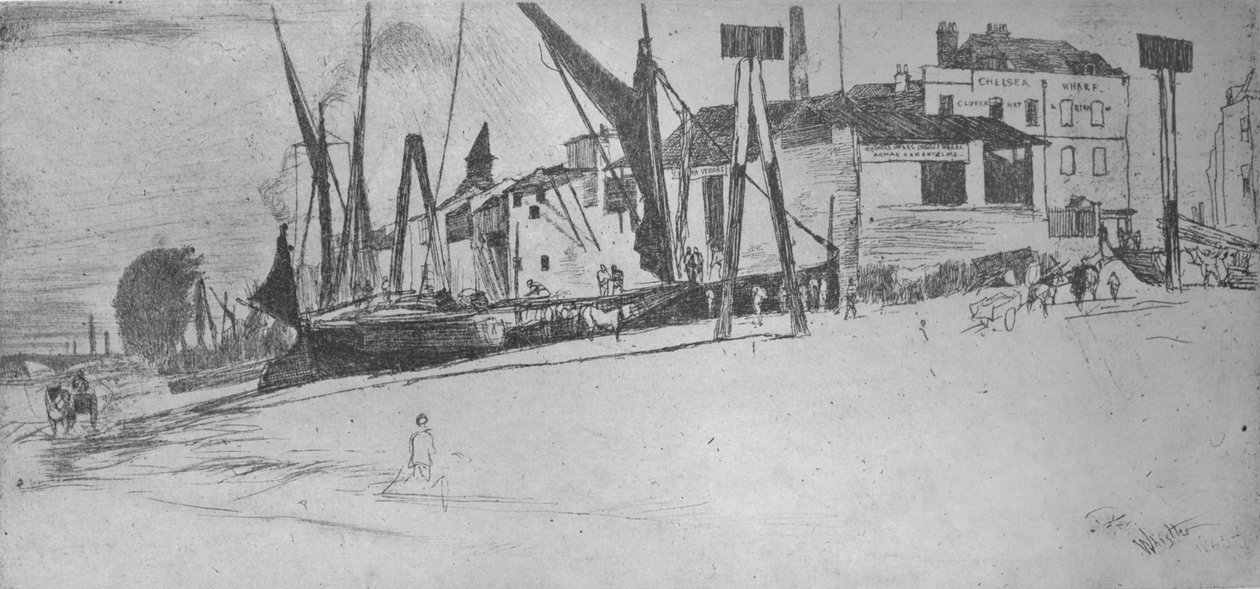 Chelsea Wharf, 1863, 1904 af James Abbott McNeill Whistler