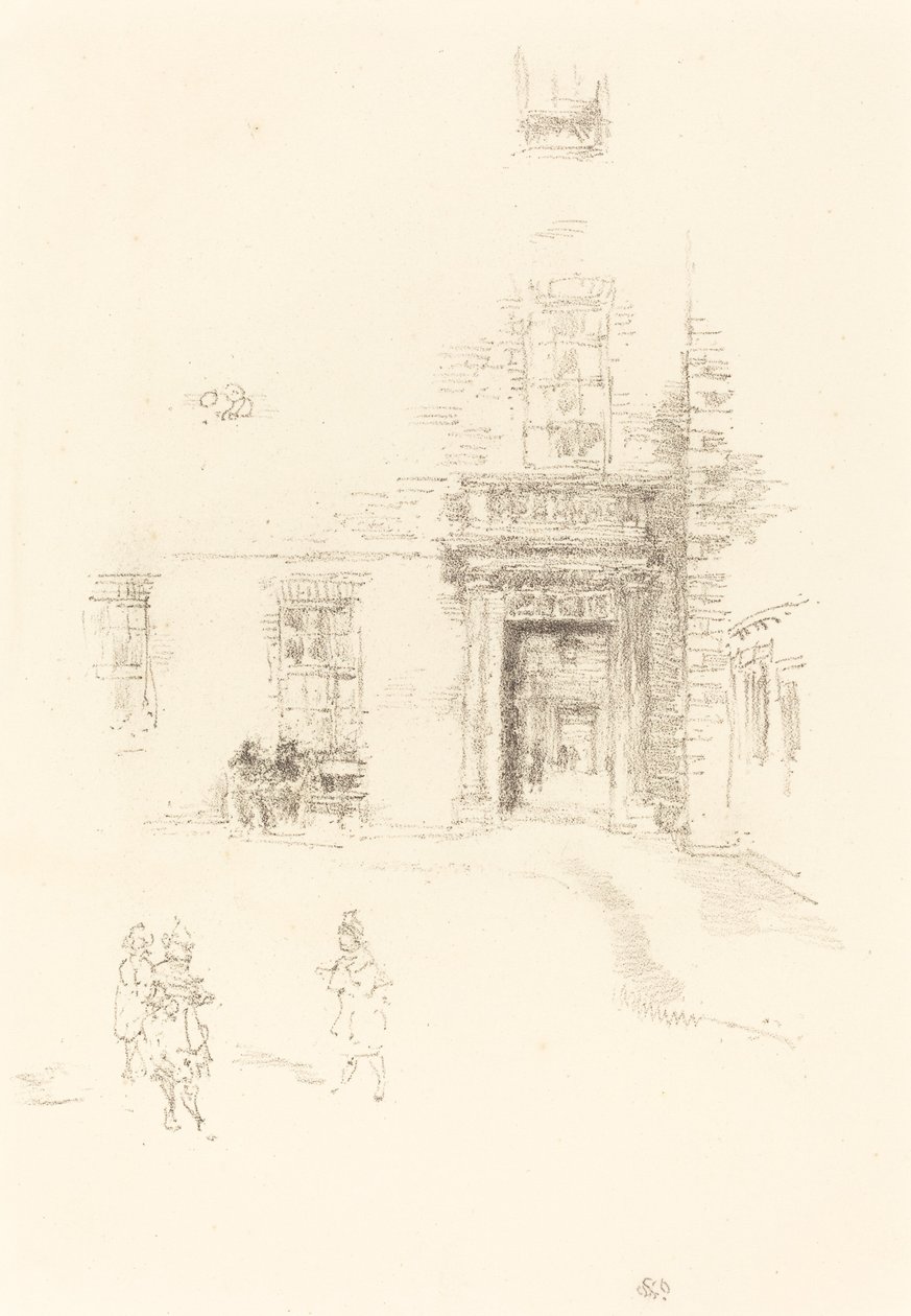 Courtyard, Chelsea Hospital, 1888. af James Abbott McNeill Whistler