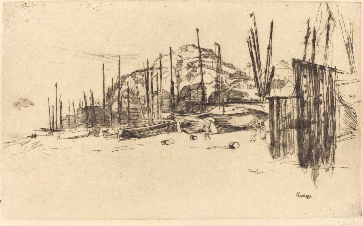 Fiskerbåde, Hastings, 1877. af James Abbott McNeill Whistler