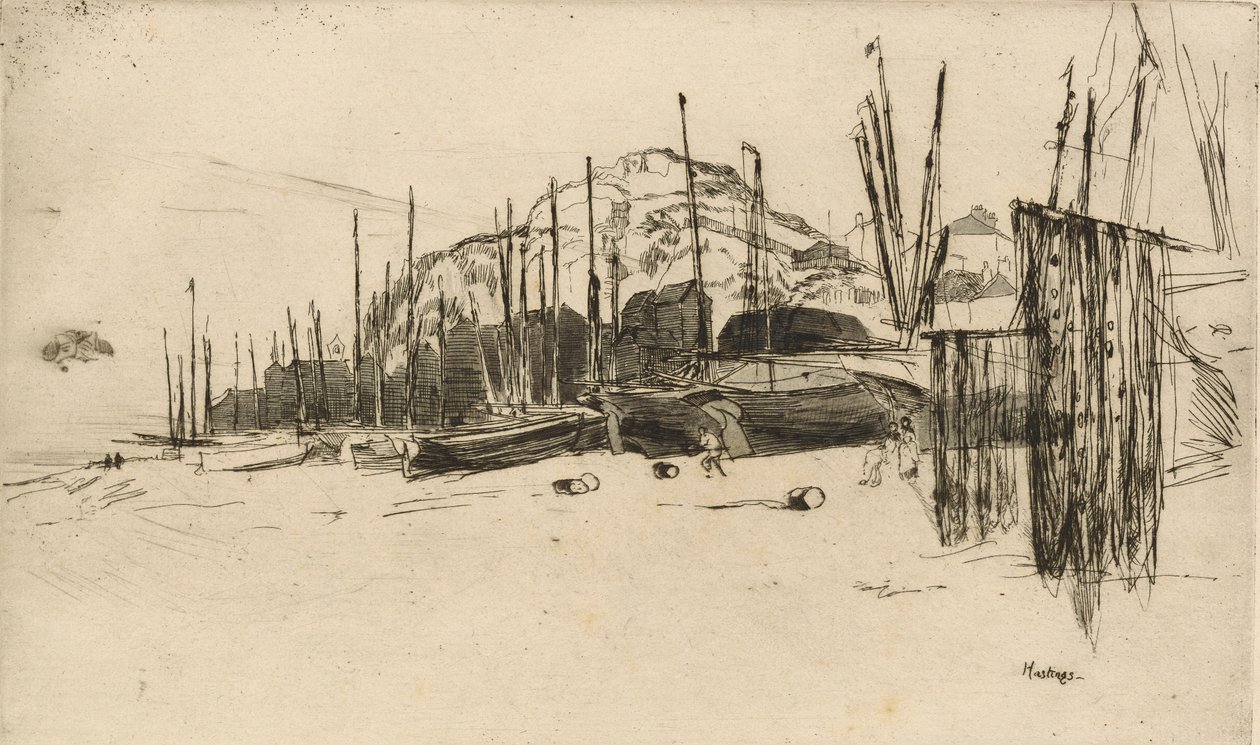 Fiskerbåde, Hastings, 1877. af James Abbott McNeill Whistler