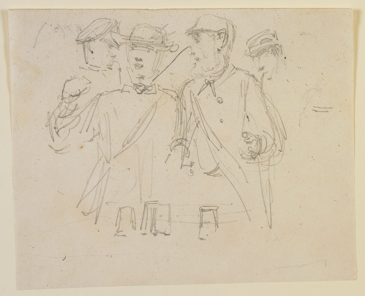 Gruppe på fire mænd, 1858. af James Abbott McNeill Whistler