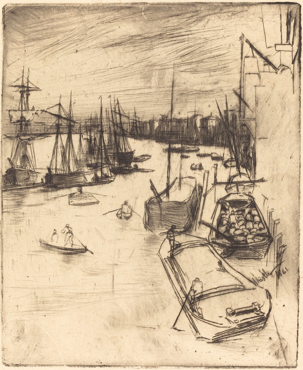 Lille Wapping, 1861. af James Abbott McNeill Whistler