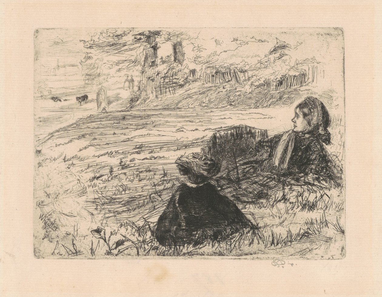 Plejepige og barn, 1859. af James Abbott McNeill Whistler