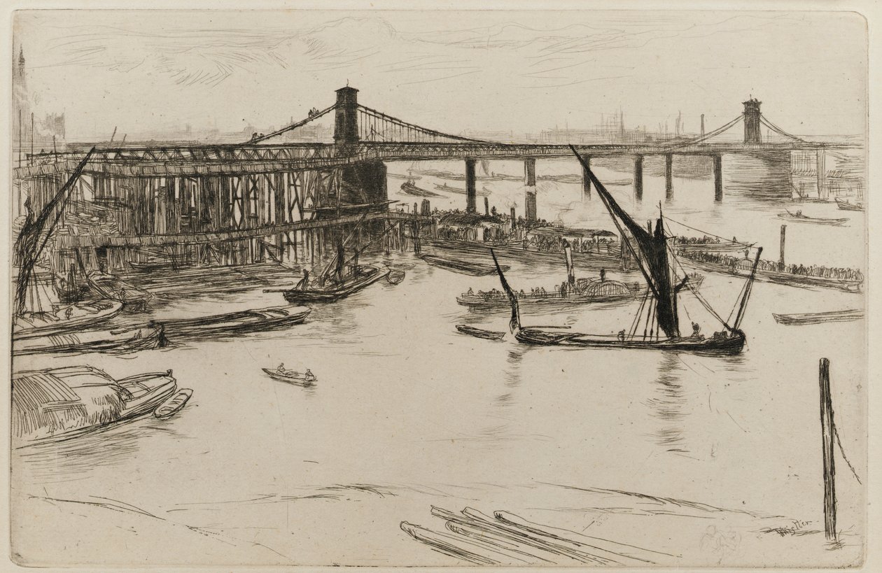 Old Hungerford Bridge, 1861. af James Abbott McNeill Whistler