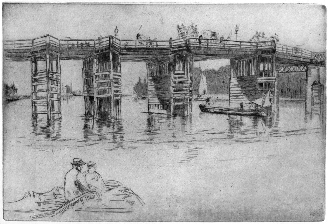 Old Putney Bridge, 1879 1904. af James Abbott McNeill Whistler