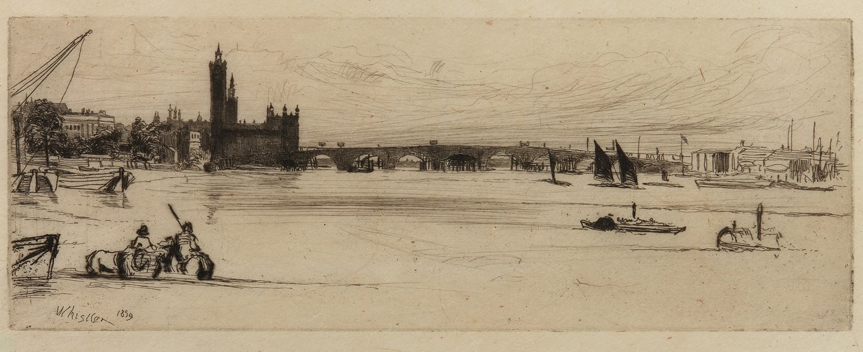 Old Westminster Bridge, 1859. af James Abbott McNeill Whistler