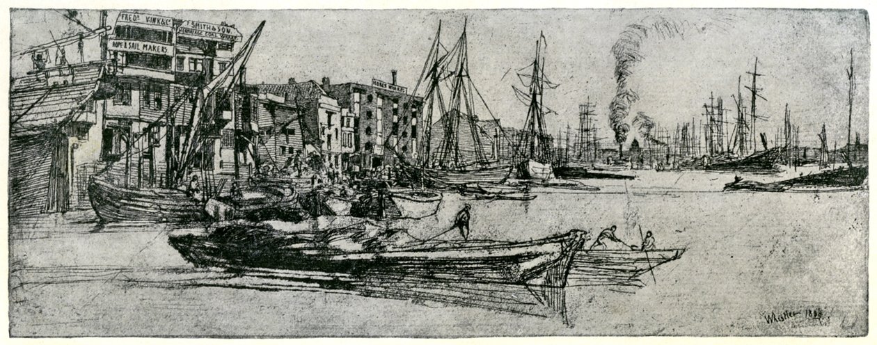Thames Warehouse, 1800-tallet 1904. af James Abbott McNeill Whistler