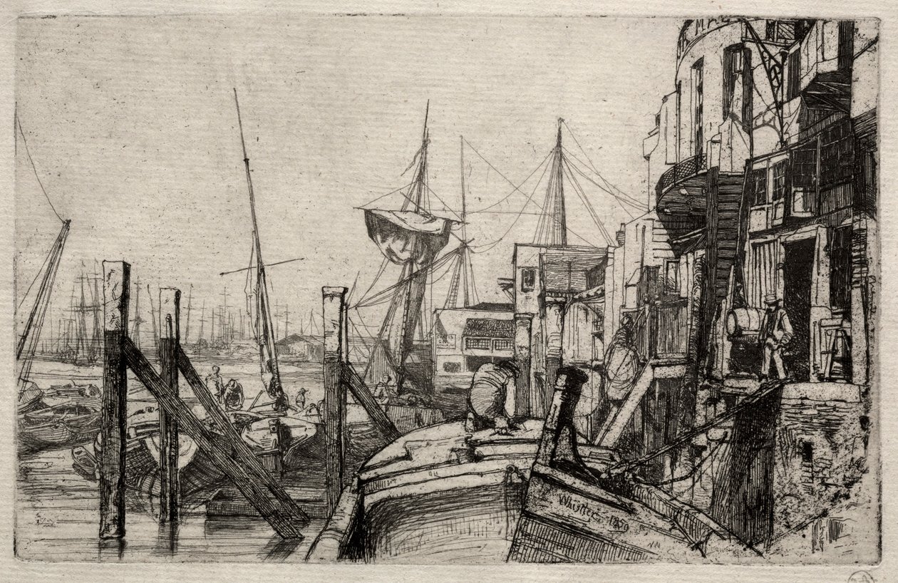 The Limehouse, 1871. af James Abbott McNeill Whistler