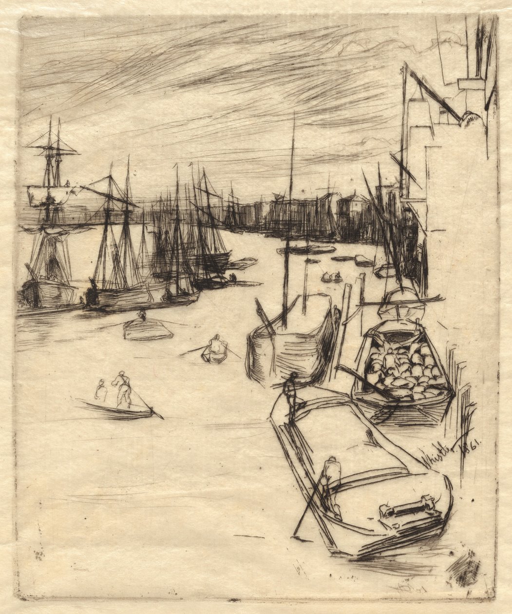 Den lille Rotherhithe, 1861. af James Abbott McNeill Whistler