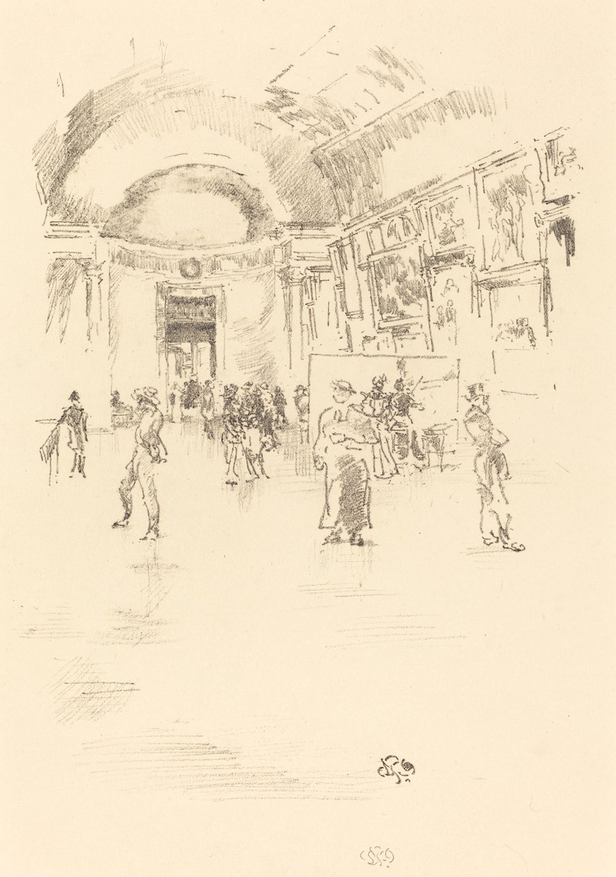 The Long Gallery, Louvre, 1894. af James Abbott McNeill Whistler