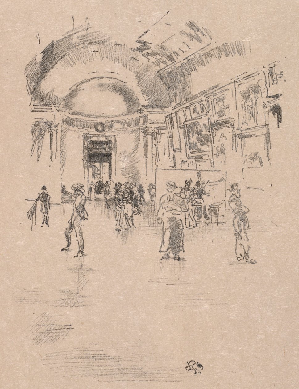 The Long Gallery, Louvre, 1894. af James Abbott McNeill Whistler