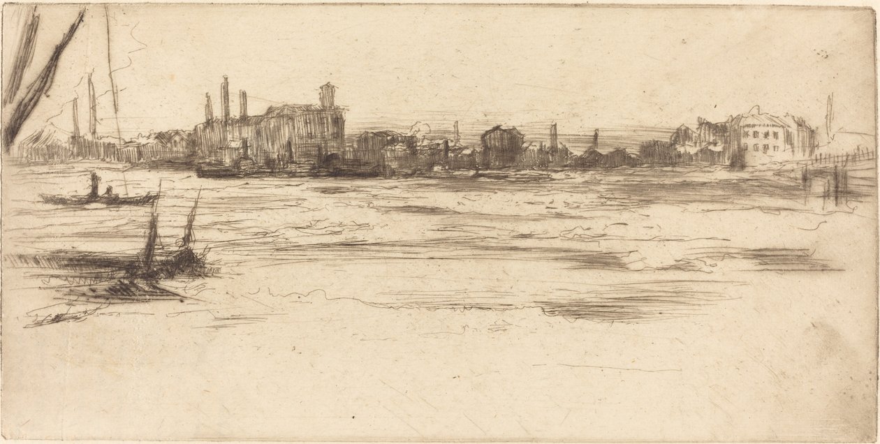 Den urolige Themsen, ca. 1875. af James Abbott McNeill Whistler