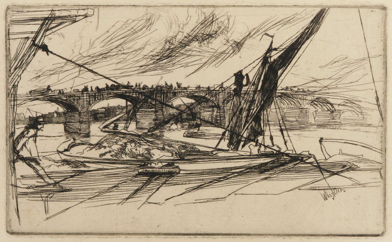 Vauxhall Bridge, 1861. af James Abbott McNeill Whistler